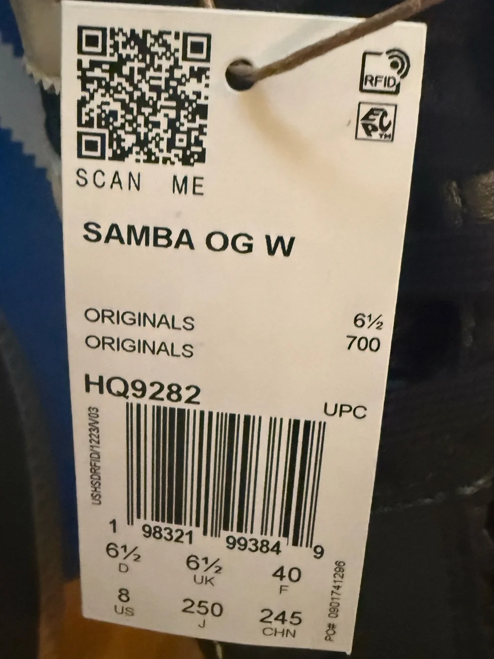 adidas Samba OG W Black & White Woven Leather Sneakers - Picture 5 of 6